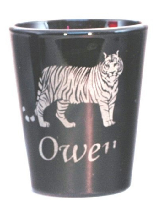 Tiger Shot Glass Engraved with Name